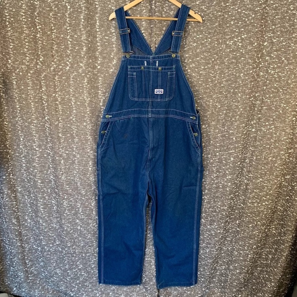 Vintage Big Smith Denim‎ Bib Overalls Carpenter Farmer Men's 46x32